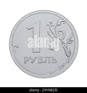 Eine Russische Rubel Münze auf weißem Hintergrund Stockfoto