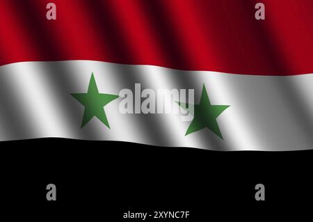 Die syrische Flagge fliegt im Wind Stockfoto