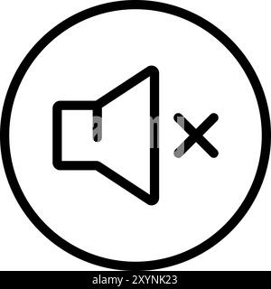 Umrisssymbol für Einstellung des lautlosen Audiomodus. Lautstärkeregelung. Benachrichtigungen stummschalten. Einfaches Stilschild für mobiles Konzept und Webdesign. Stock Vektor