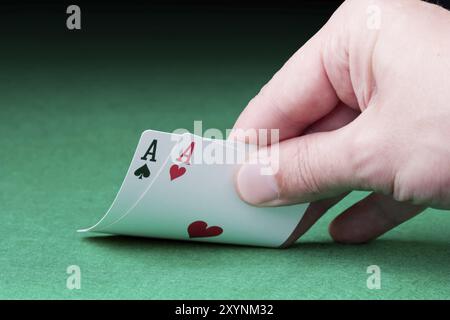 Pocket Asse in texas Holdem Kartenspiel Stockfoto