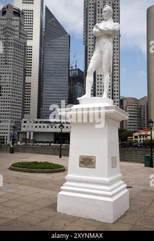 Sir Raffles Statue in Singapur Stockfoto