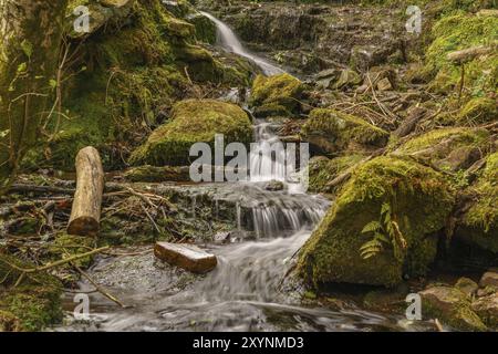 Ein Wasserfall im Blaen-y-Glyn in der Nähe von Torpantau, Powys, Wales, Großbritannien Stockfoto