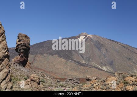 Blick von Roques de garcia auf den Gipfel des Teide Stockfoto