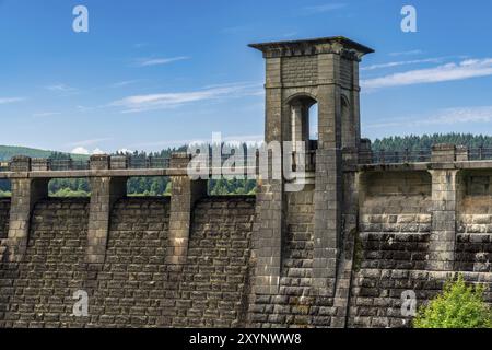 Der Damm der Alwen Reservoir, Conwy, Wales, Großbritannien Stockfoto