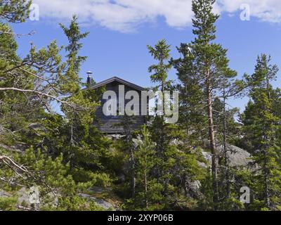 Eine der Unterkunftsmöglichkeiten auf der Wanderung entlang des Hoegakustenleden Trail Stockfoto