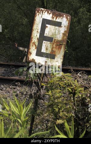 Eisenbahnsignalschild Stockfoto