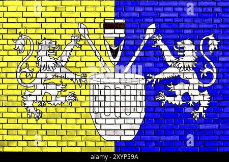 Flagge des Königreichs Toro auf Ziegelwand gemalt Stockfoto