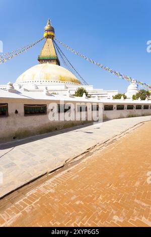 Boden aus Sicht der Boudhanath Stupa niemand anwesend. Kathmandu, Nepal am 23. Oktober 2013 Stockfoto