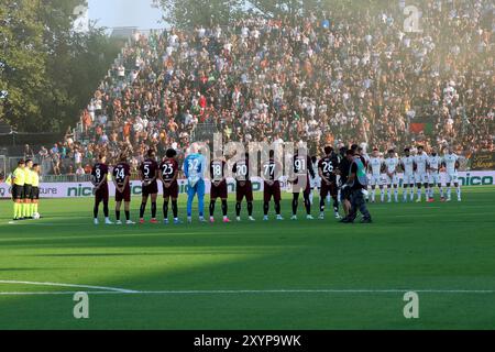 Venedig, Italien. 30. August 2024. Stille während des Fußballspiels der Serie A zwischen Venedig und Turin im Pier Luigi Penzo Stadion in Venedig, Norditalien - Freitag, 30. August 2024. Sport - Fußball . (Foto: Paola Garbuio/Lapresse) Credit: LaPresse/Alamy Live News Stockfoto