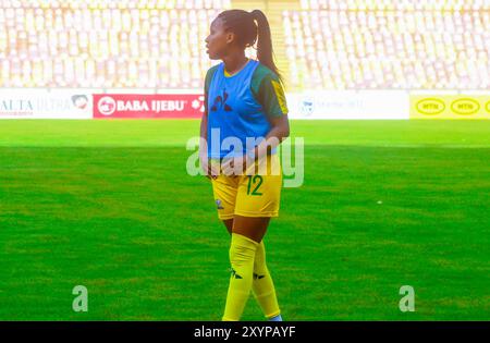 ABUJA, NIGRRIA - 5. APRIL: Seoposenwe Jermane aus Südafrika während des CAF-Olympischen Qualifikationsmarsches zwischen Suoer Falcons von Nigeria und Ba Stockfoto