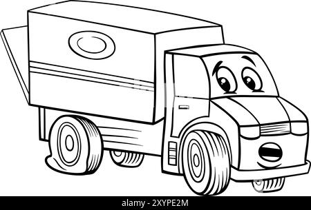 Zeichentrickillustration einer lustigen LKW- oder LKW-Comic-Seite Stock Vektor