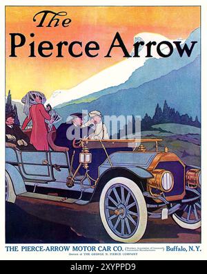 Vintage-Werbekunst für Pierce-Arrow Motor Car Co. 1909 Stockfoto