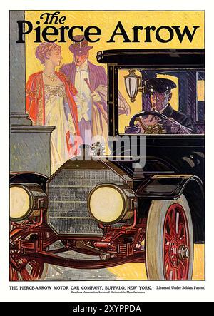 Vintage-Werbekunst für Pierce-Arrow Motor Car Co. 1910 Stockfoto