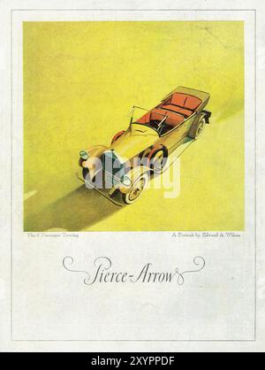 1921 Pierce-Arrow 6-Personen-Tour. Vintage-Werbekunst für Pierce-Arrow Motor Car Co. Von Edward Wilson Stockfoto