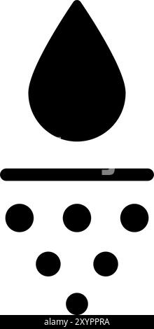 Symbol für Wasseraufnahmemittel. Symbol für tiefe Hydration der Haut. Gesichtspflegewirkung. Symbol für feuchtigkeitsspendende Haut. Wassertropfen absorbieren Schild. Vektordarstellung isoliert auf Stock Vektor