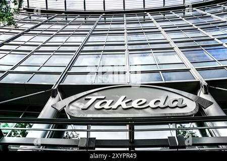 Takeda Pharmaceutical Company, flacher Blick auf das Gebäude außerhalb von Cambridge, Massachusetts, USA Stockfoto