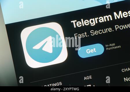 OSTRAVA, TSCHECHIEN - 27. JULI 2024: App Store mit Telegram Messenger Mobile App wird installiert Stockfoto