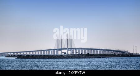 Oresundbrücke zwischen Malmoe und Kopenhagen Stockfoto