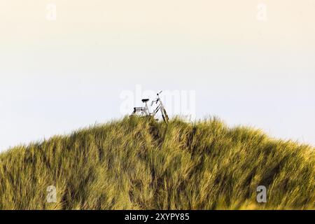 Fahrrad auf einer Düne geparkt, Sylt, Schleswig-Holstein, Deutschland, Europa Stockfoto