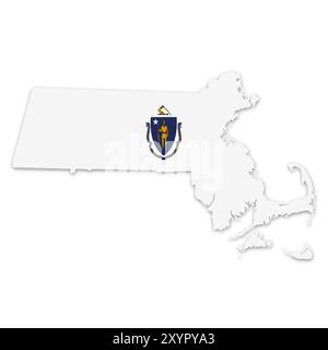 Abbildung der Massachusetts State Flag Map mit Beschneidungspfad Stockfoto