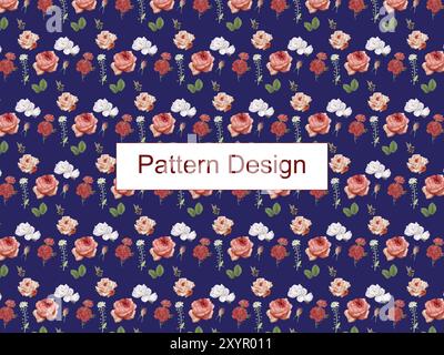 Nahtloses Blumenmuster auf einheitlichem Hintergrund. Ornament Dunkelblau, Design Stoff Kunst, Mode Kontur Stock Vektor