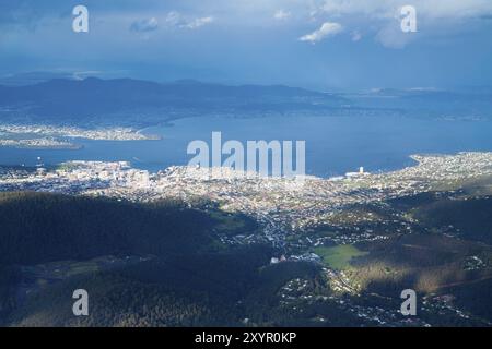 Blick vom Mount Wellington über Hobart in Tasmanien Stockfoto