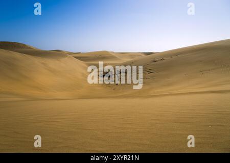 Dünenlandschaft in der Nähe von Maspalomas an der Küste von Gran Canaria Stockfoto