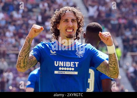 Aktenfoto vom 18.05.2024 von Fabio Silva feiert die Rangers. Fabio Silva macht sich auf seinen vierten Leihzug aus Molineux aus, um sich für den Rest des Wahlkampfs La Liga Las Palmas anzuschließen. Ausgabedatum: Freitag, 30. August 2024. Stockfoto