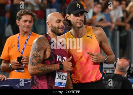 Lamont Marcell JACOBS (ITA) und Gianmarco TAMBERI (ITA) während der IAAF Wanda Diamond League: Golden Gala Pietro Mennea im Olympiastadion am 30. August 2024 in Rom Credit: Independent Photo Agency Srl/Alamy Live News Stockfoto