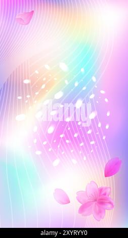 regenbogen surreale Geschichten Hintergrund mit und Sternen. Holografisches Anime-Design. Stock Vektor-Illustration mit Mesh Dreamcore Vibe. Stock Vektor