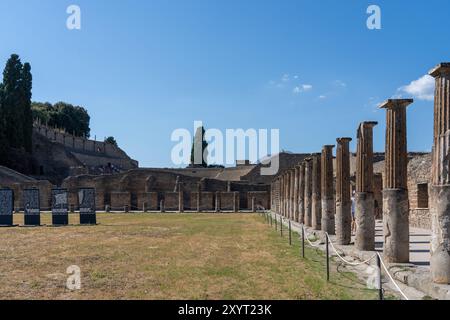 Ruinen der antiken Stadt Pompeji in Neapel, Italien. Pompeji war eine römische Stadt, die nach dem Ausbruch des Vesuvs im Jahre 79 n. Chr. in Asche begraben wurde. Stockfoto