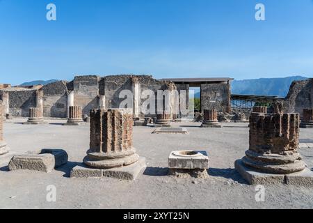 Ruinen der antiken Stadt Pompeji in Neapel, Italien. Pompeji war eine römische Stadt, die nach dem Ausbruch des Vesuvs im Jahre 79 n. Chr. in Asche begraben wurde. Stockfoto