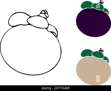 Mangostan-Frucht-Ikone Vetor-Illustration Stock Vektor