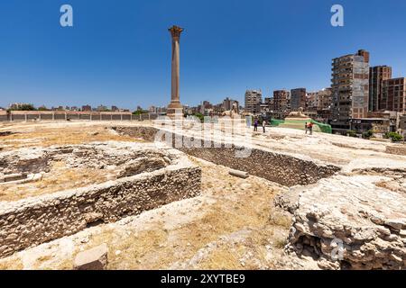 Serapeum von Alexandria, alte Pompeius-Säule, in der Innenstadt von Alexandria, Ägypten, Nordafrika, Afrika Stockfoto