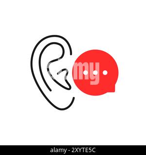 Rote Sprechblase mit Flüstern im Ohr Stock Vektor