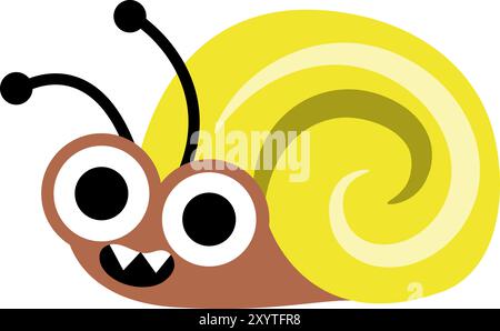 Vektor-Cartoon prähistorische Muschel- oder Mollusk-Ikone mit Zähnen. Niedliche Dinosaurier-Ära-Ammonit-Illustration für Kinder. Lustige antike Meerestiere Clipart Stock Vektor