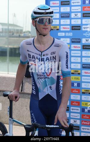 MOHORIČ Matej VON Bahrain – siegreich bei der Renewi Tour 2024, Stage 3, Blankenberge – Ardooie am 30. August 2024 in Ardooie, Belgien. Foto: Laurent Lairys/ABACAPRESS. KOM Stockfoto