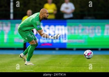 Hvidovre, Dänemark. 30. August 2024. Torhüter Matej Delac (1) von AC Horsens während des NordicBet Liga-Spiels zwischen Hvidovre IF und AC Horsens in der Pro Ventilation Arena in Hvidovre. Quelle: Gonzales Photo/Alamy Live News Stockfoto