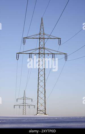 Hochspannungs-Stromleitung Stockfoto