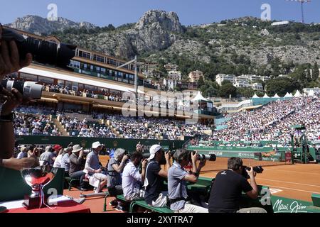 Court Rainier III im Monte-Carlo Country Club beim Finale des Rolex Monte-Carlo Masters 1000 ATP World Tour Tennis Turniers, Fürstentum von Stockfoto