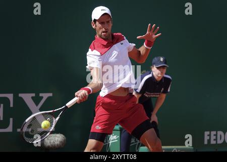 Der serbische Tennisspieler Novak Djokovic, Rolex Monte-Carlo Masters, das Tennisturnier der Herren Masters 1000 der ATP World Tour, Fürstentum Monaco Stockfoto