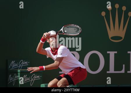 Der serbische Tennisspieler Novak Djokovic, Rolex Monte-Carlo Masters, das Tennisturnier der Herren Masters 1000 der ATP World Tour, Fürstentum Monaco Stockfoto