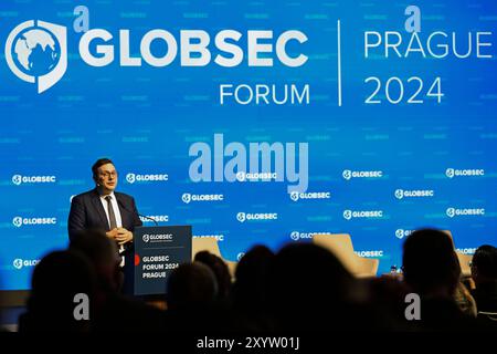 Prag, Tschechische Republik. 31. August 2024. Der tschechische Außenminister Jan Lipavsky spricht auf der 19. Globsec-Sicherheitskonferenz am 31. August 2024 in Prag. Quelle: Michal Kamaryt/CTK Photo/Alamy Live News Stockfoto
