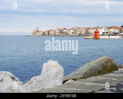 Anzeigen von Piran in Slowenien Stockfoto