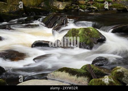 Der romantische Bergbach Bode im Nationalpark Harz Stockfoto