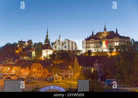 Sighisoara in der blauen Stunde, Rumänien, Europa Stockfoto