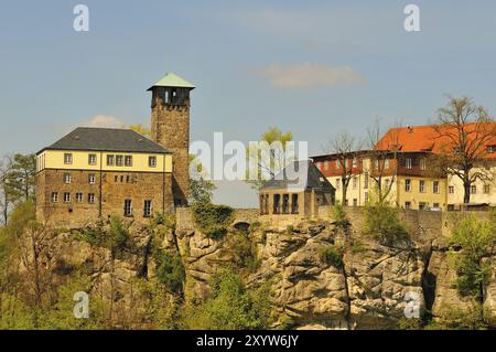 Schloss Hohnstein in der Sächsischen Schweiz. Schloss Hohnstein in Sachsen Stockfoto