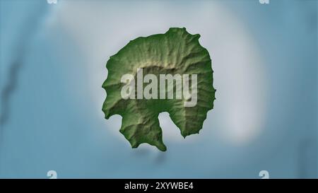 Bagabag Island in der Bismarcksee auf einer farbigen Höhenkarte Stockfoto