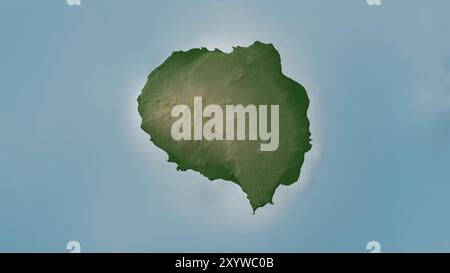 Ile aux Cochons im Indischen Ozean auf einer farbigen Höhenkarte Stockfoto