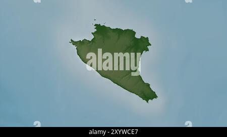 Insel Gavdos im Mittelmeer - östliches Becken auf einer farbigen Höhenkarte Stockfoto